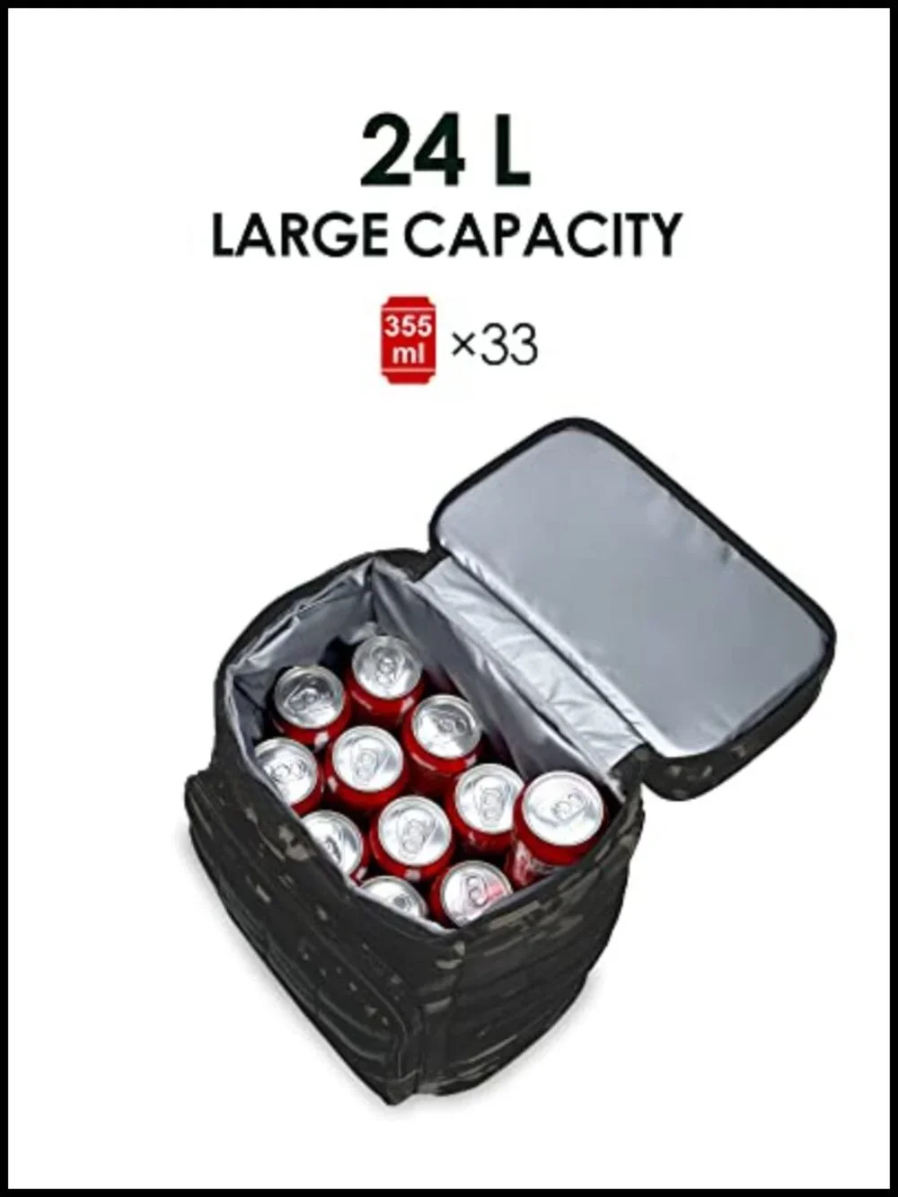 Tactical Cooler Backpack Insulated Leak-Proof 24L Heavy Duty Lunch Bag for Work